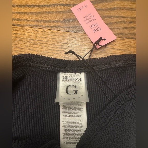 Hunza G London Phoebe One Size Black Textured Bikini Bottom NWT - Picture 3 of 5